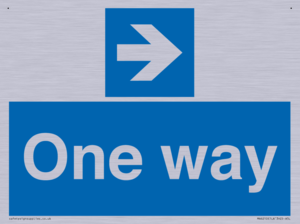 One way with right directional arrow